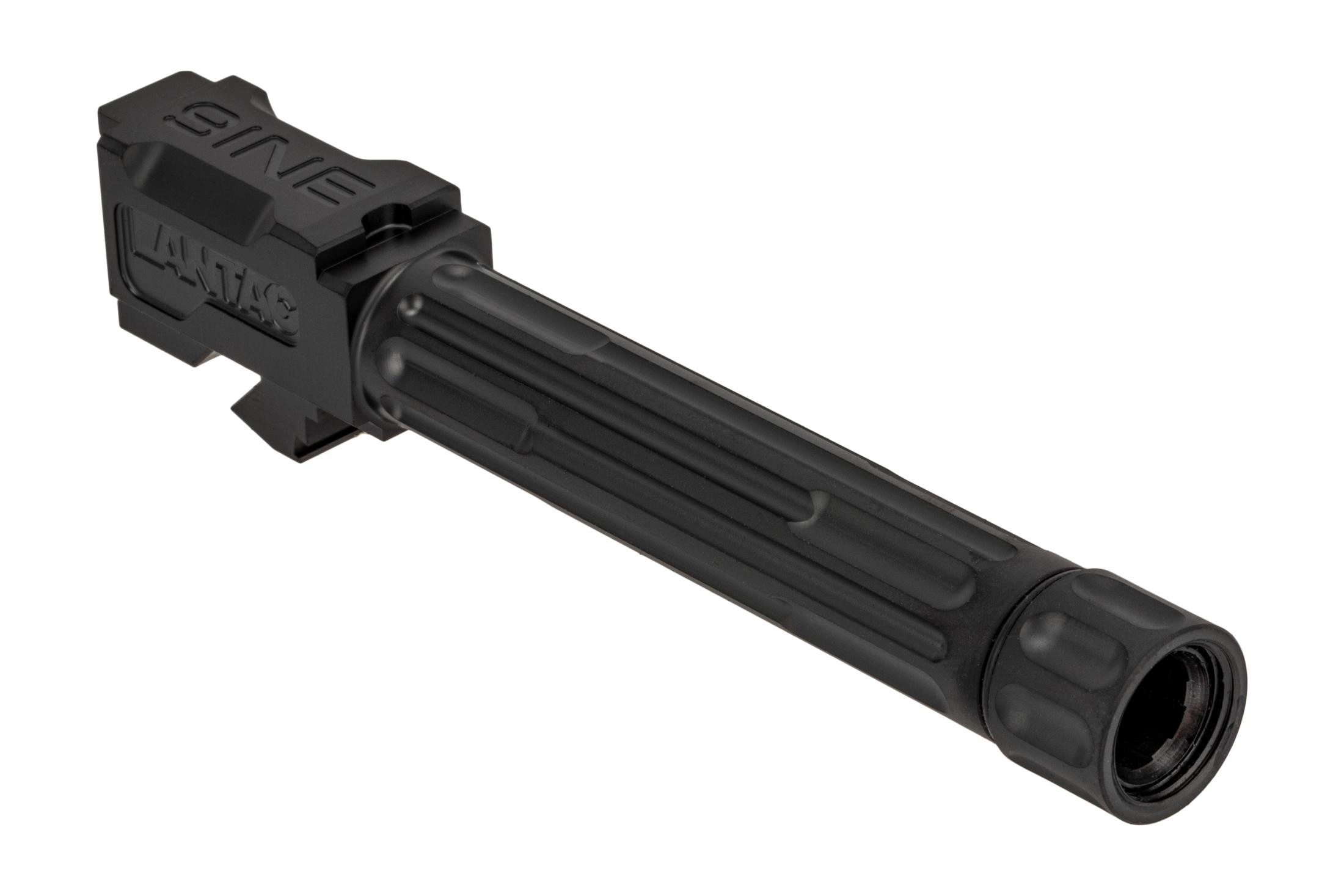 Lantac 9INE Threaded Fluted Glock 19 Barrel Black DLC 01GBG19THBLK