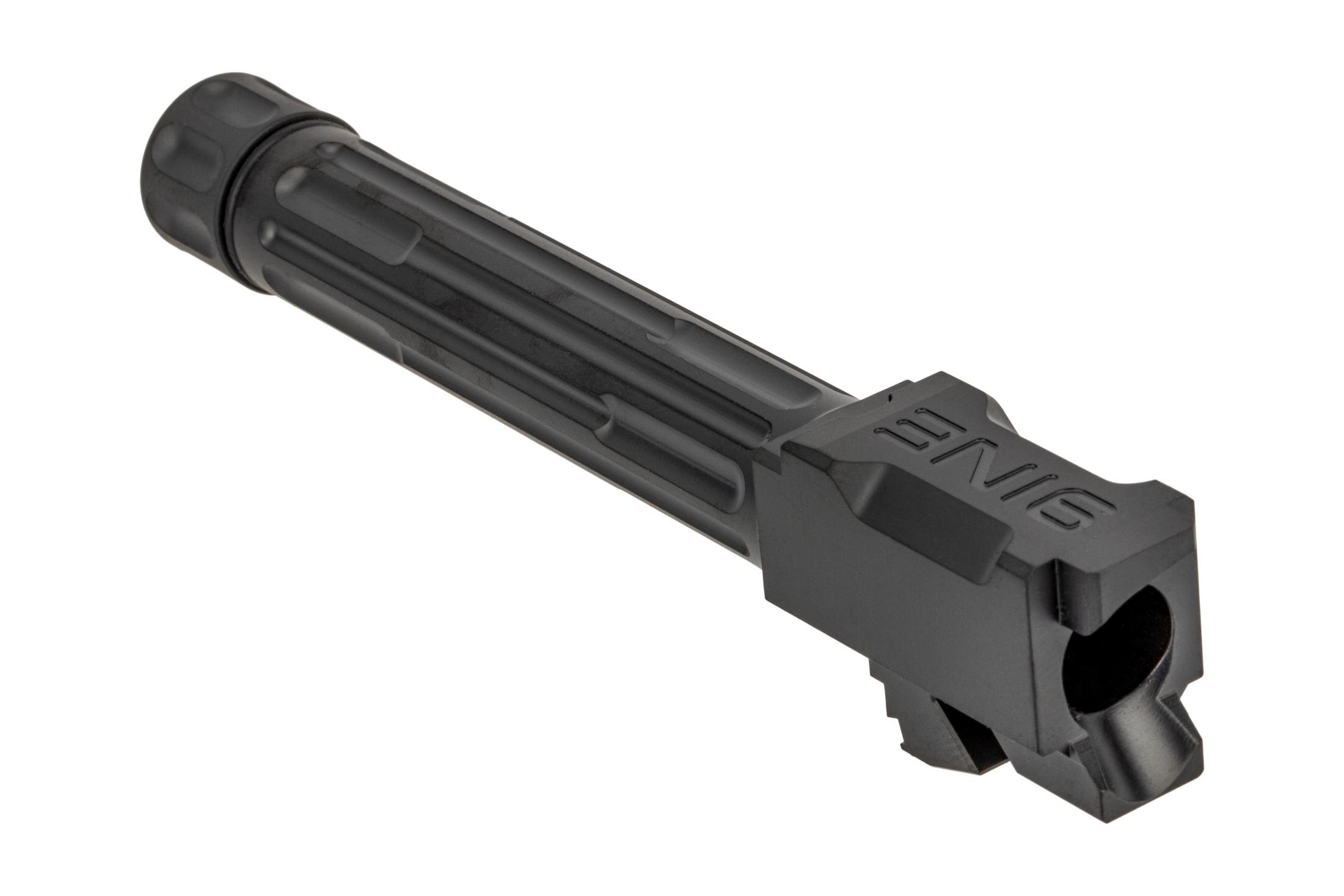 Lantac 9INE Threaded Fluted Glock 19 Barrel Black DLC 01GBG19THBLK