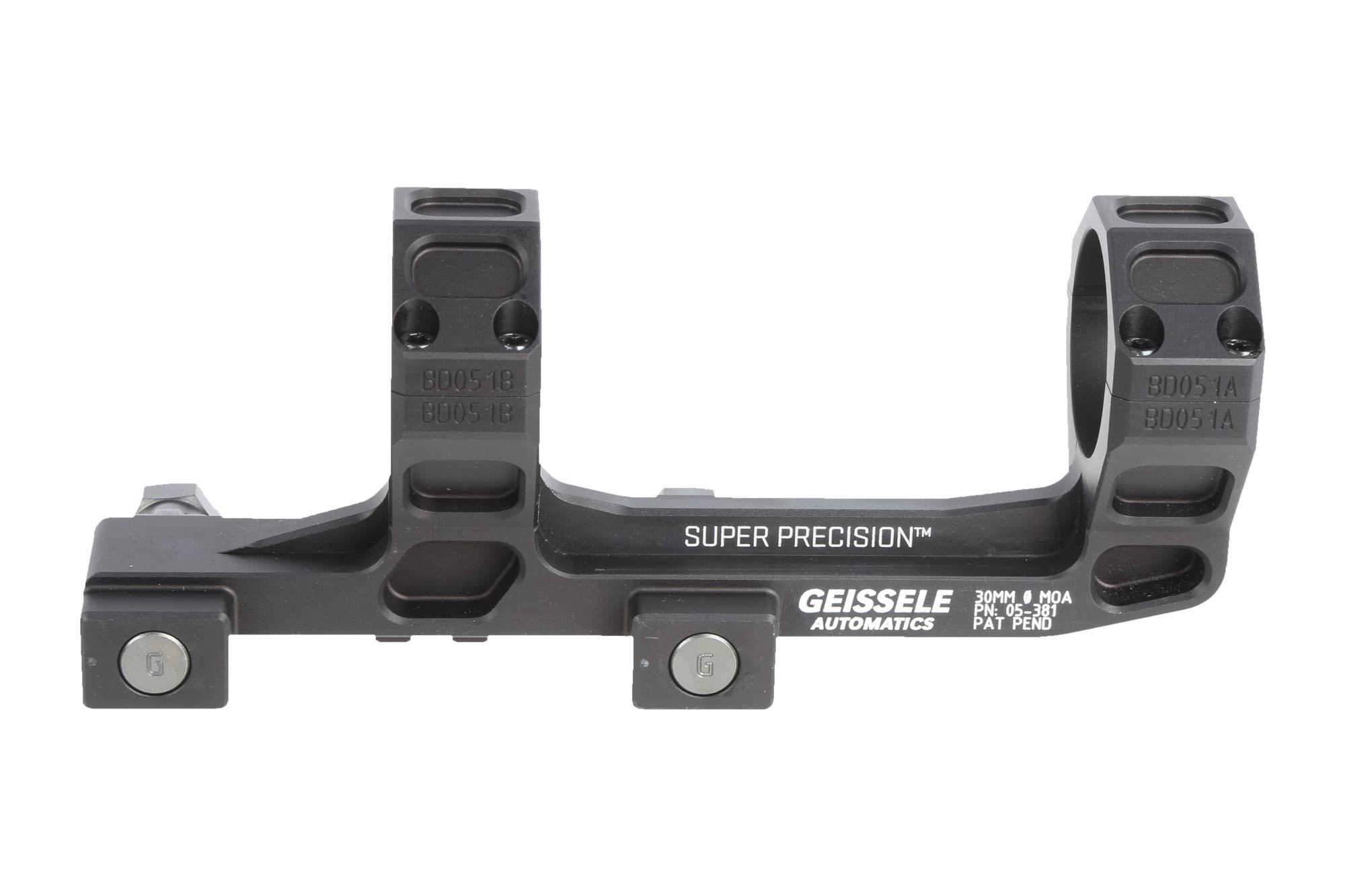 Geissele Automatics Super Precision AR-15/M4 30mm 7075 T6 Aluminum Extended Scope Mount, Hardcoat Anodized Black - 05381B
