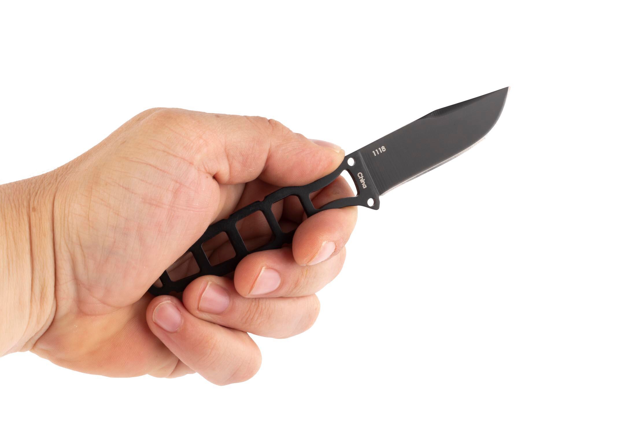 KaBar Skeleton Neck Knife 2.5" Fixed Blade Clip Point Plain Edge 1118BP