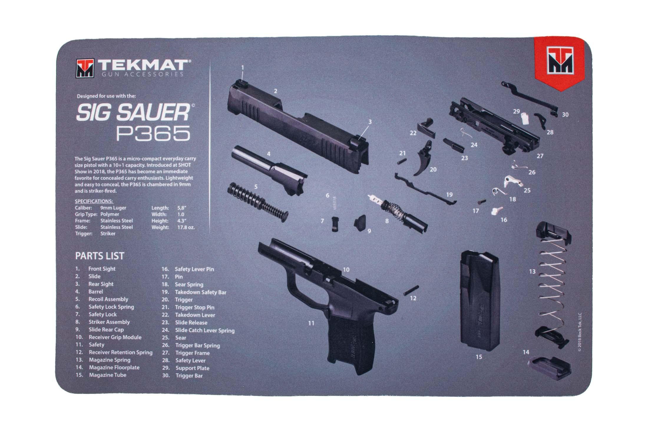 TekMat SIG Sauer P365 Gun Cleaning Mat 17SIGP365