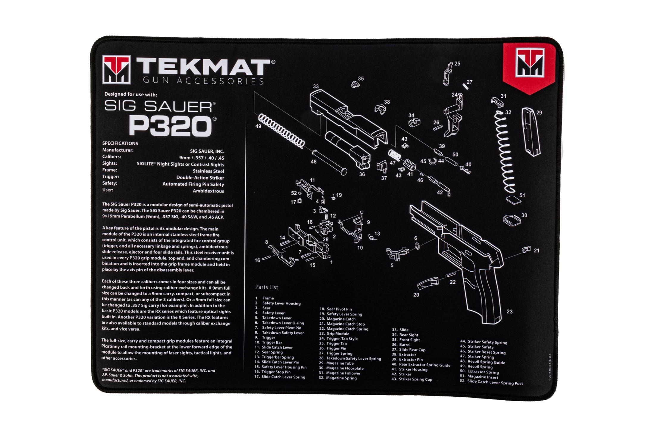 TekMat Ultra 20" Premium SIG Sauer P320 Gun Cleaning Mat 20SIGP320