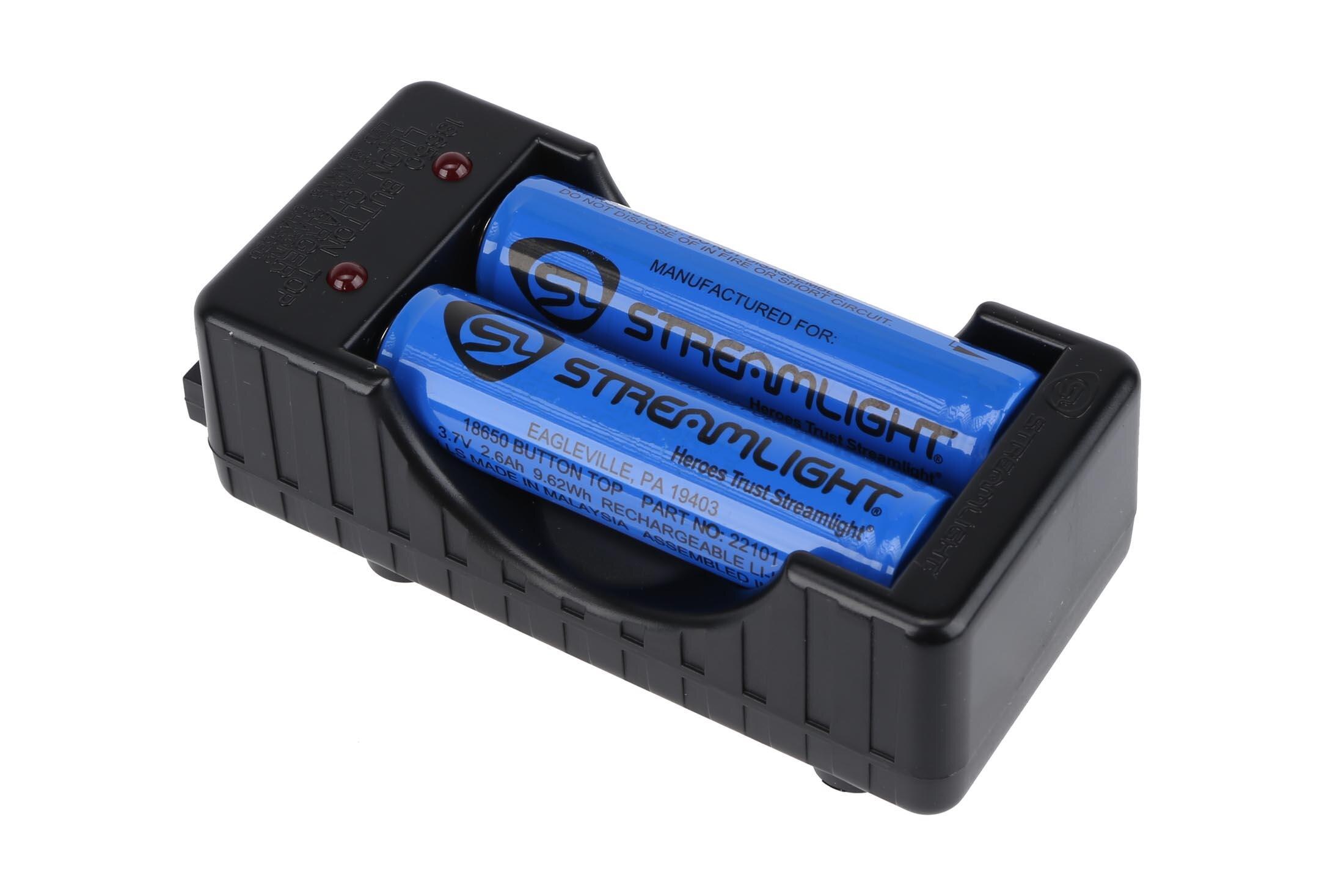 Streamlight 18650 Charger Kit with 2x 18650 Batteries 120V AC 22011