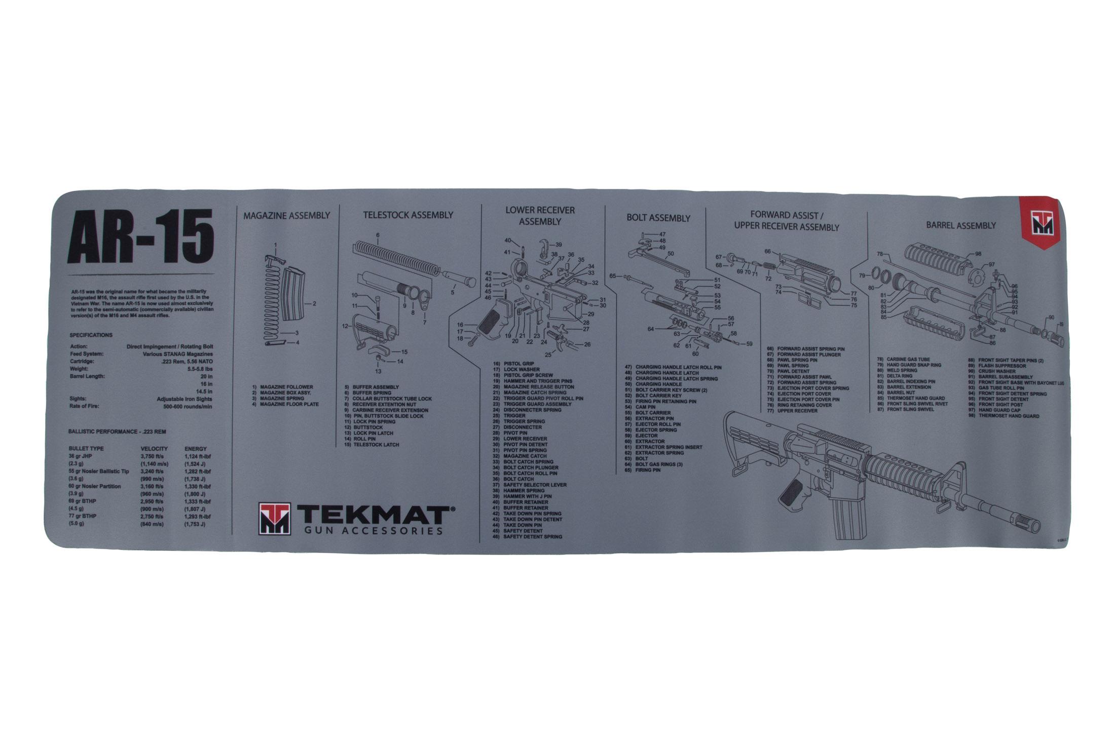 TekMat AR15 Gun Cleaning Mat Gray 36AR15GY