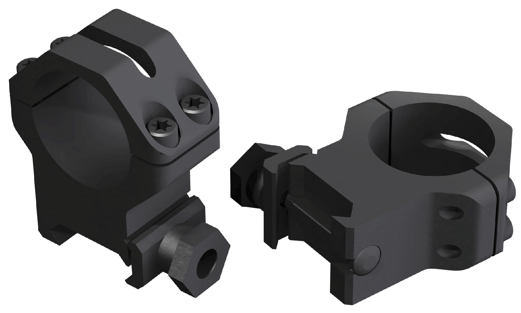 Weaver 1 inch XX-High Aircraft Grade Aluminum 4-Hole Tactical Style Skeleton Ring, Matte Black - 48363