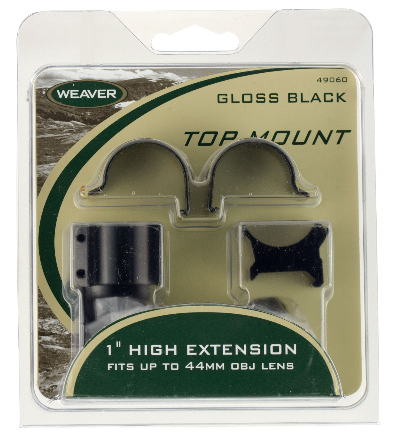 Weaver 1 inch High Aluminum Dual Extended Top Mount Scope Ring, Matte Black - 49045