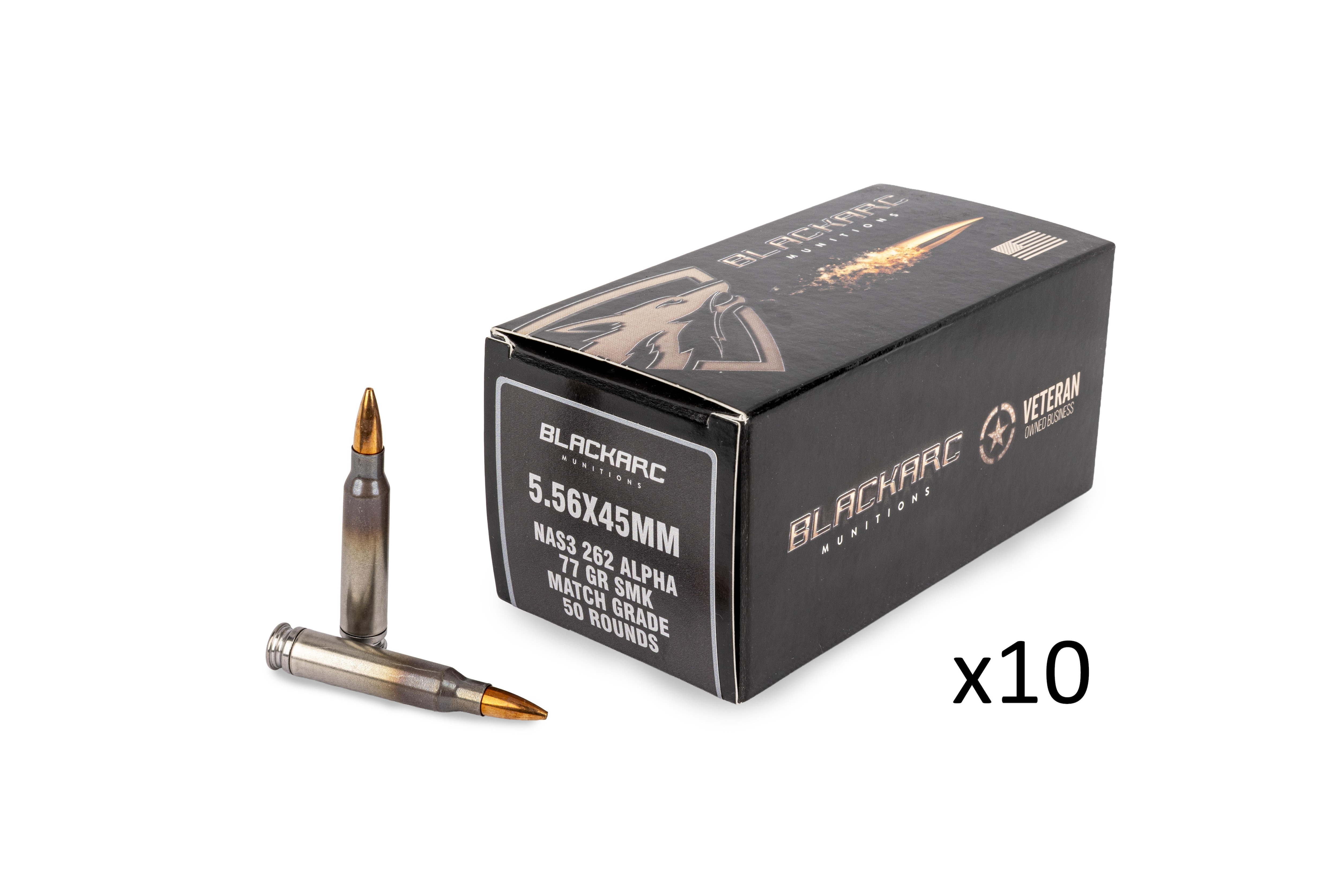 Black ARC Munitions NAS3 (262 Alpha) 5.56 NATO 77gr Sierra MatchKing - Case (10 Boxes)