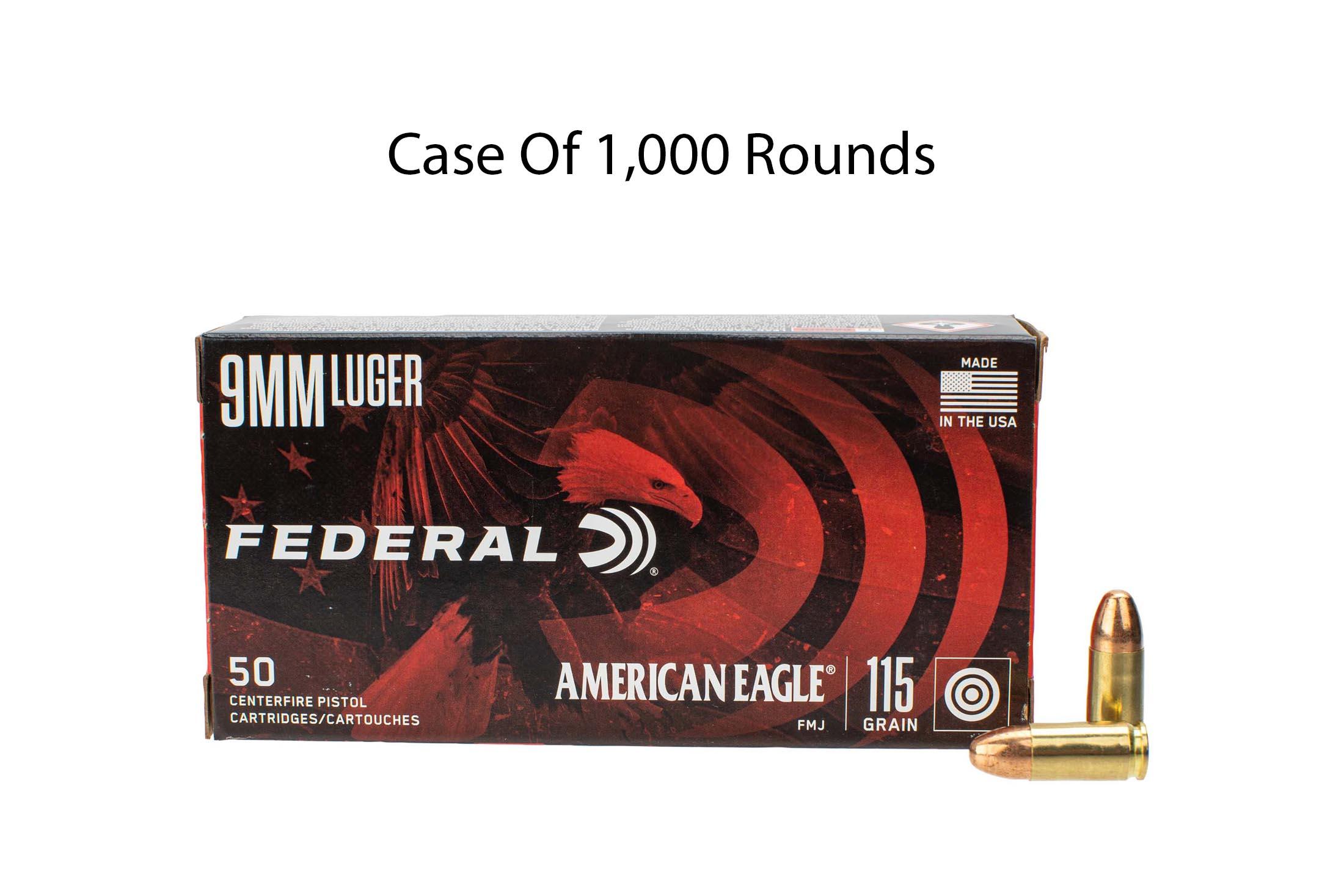 Federal American Eagle 9mm Luger 115gr FMJ Ammo - Case of 1000