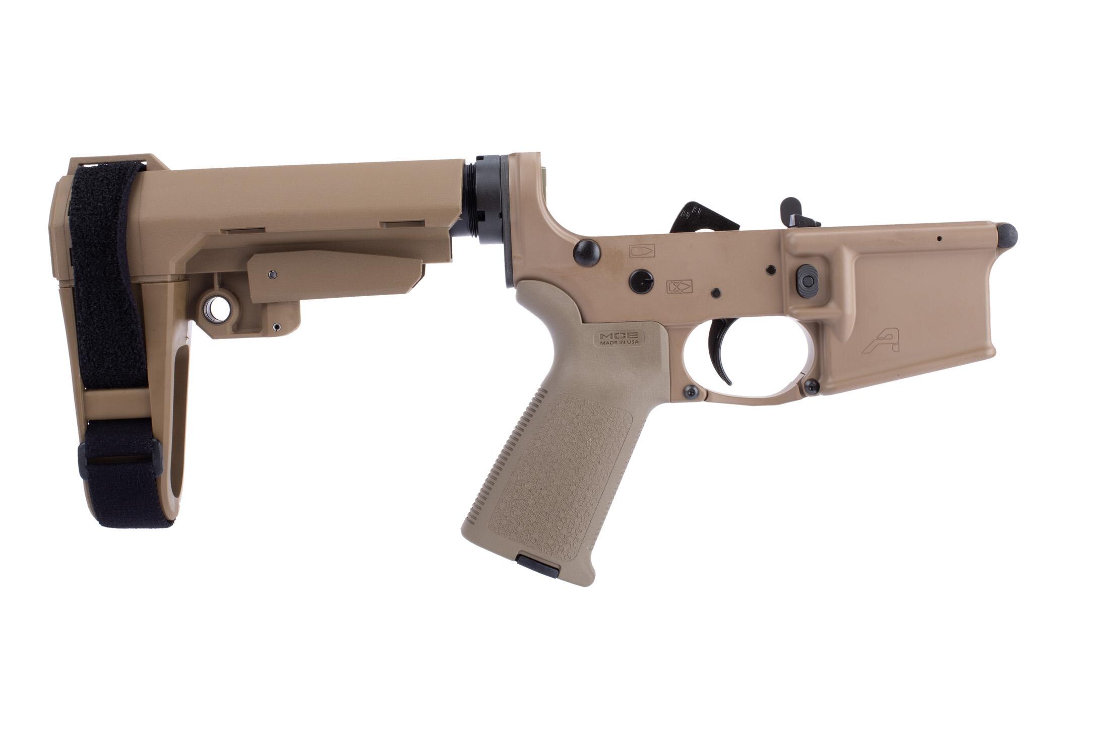 Aero Precision AR15 Pistol Complete Lower Receiver MOE Grip & SBA3