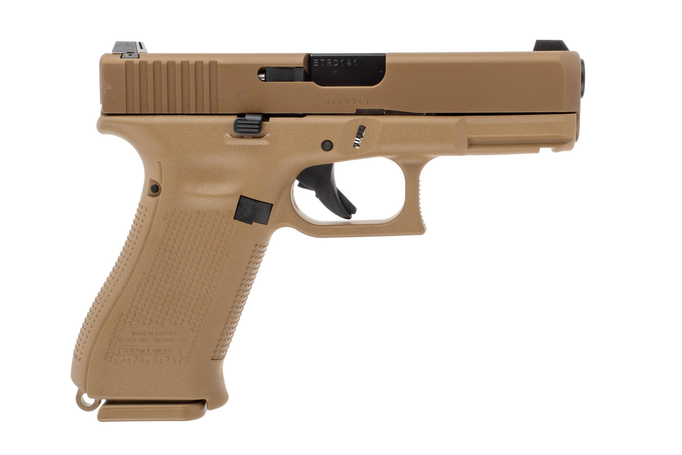 Glock GLOCK Blue Label G19X GEN5 9mm Pistol - Night Sights - 1x 17rd, 2x 19rd Mags - Coyote