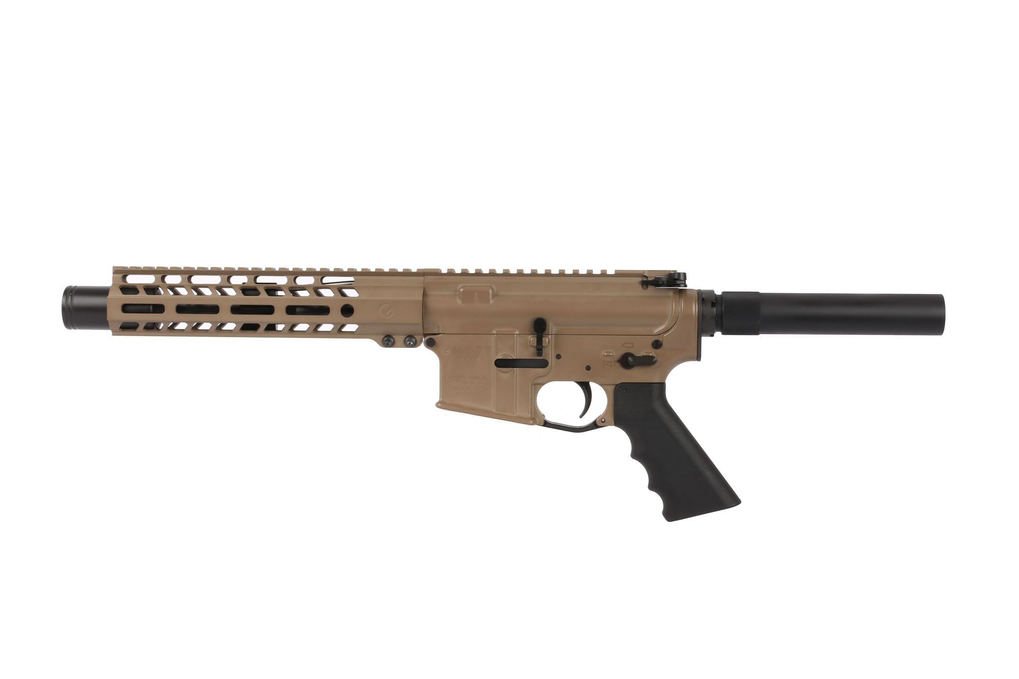 The Ghost Firearms AR-15 pistol with flash can and FDE Cerakote is the best