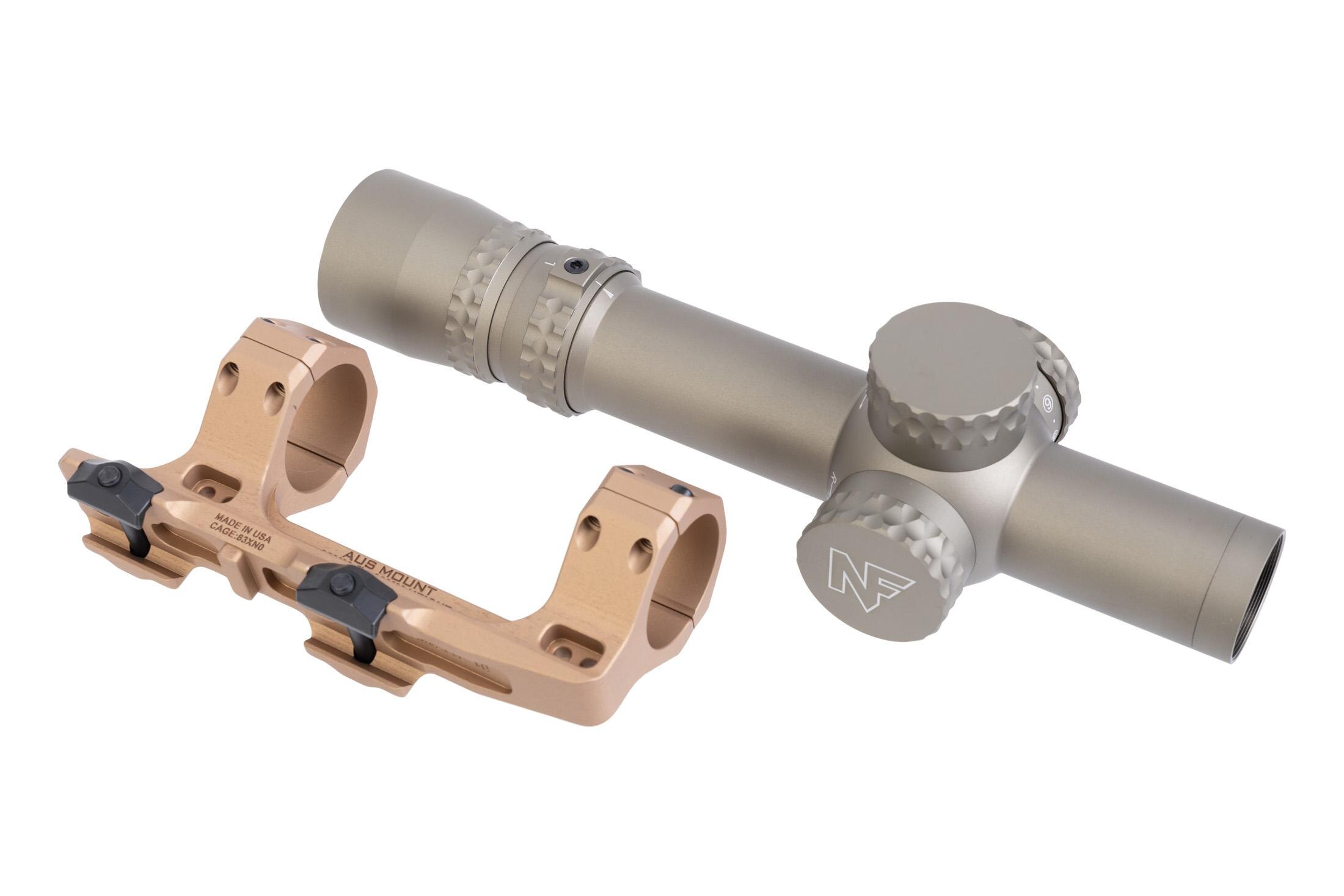Nightforce NightForce NX8 1-8x24 FFP FDE Scope FC-DMX Reticle with Reptilia Corp AUS FDE Mount