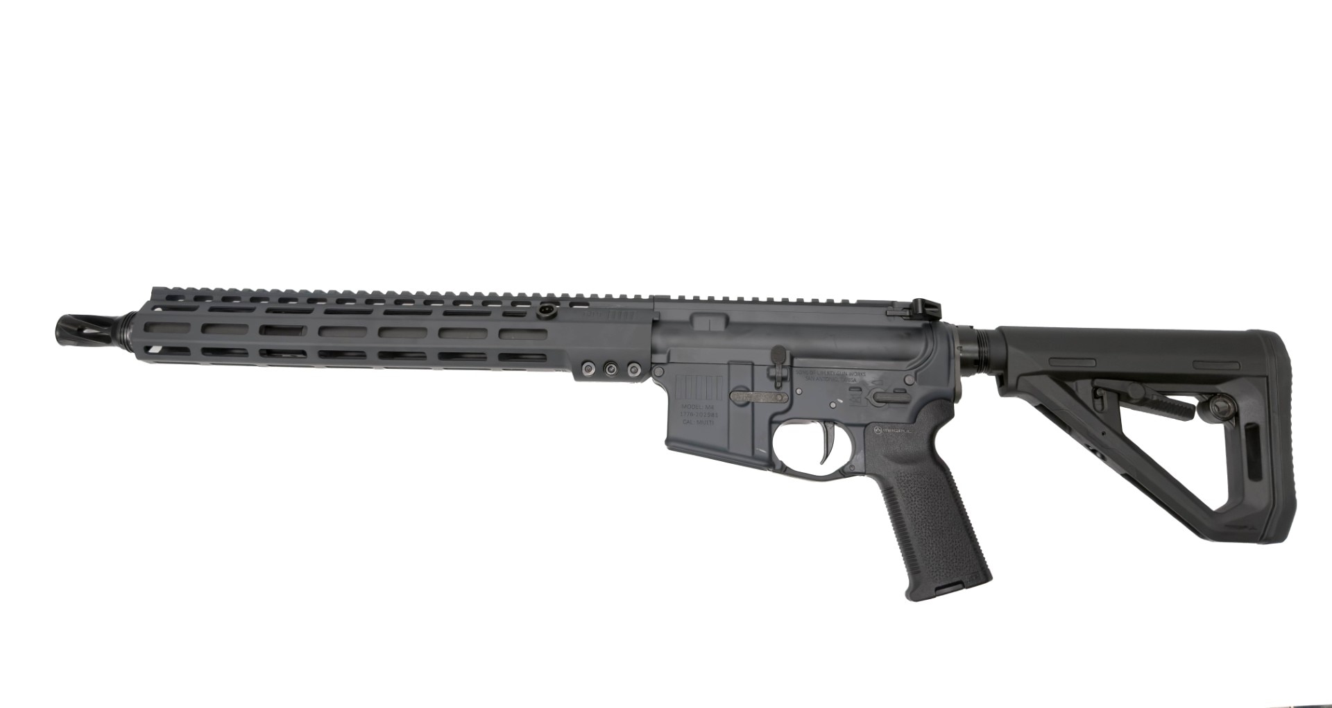 Sons of Liberty Gun Works M4 L89 5.56 AR-15 Rifle With HUXWRX FH - 14.5" P/W - Stealth Grey - 1x 30rd Mag