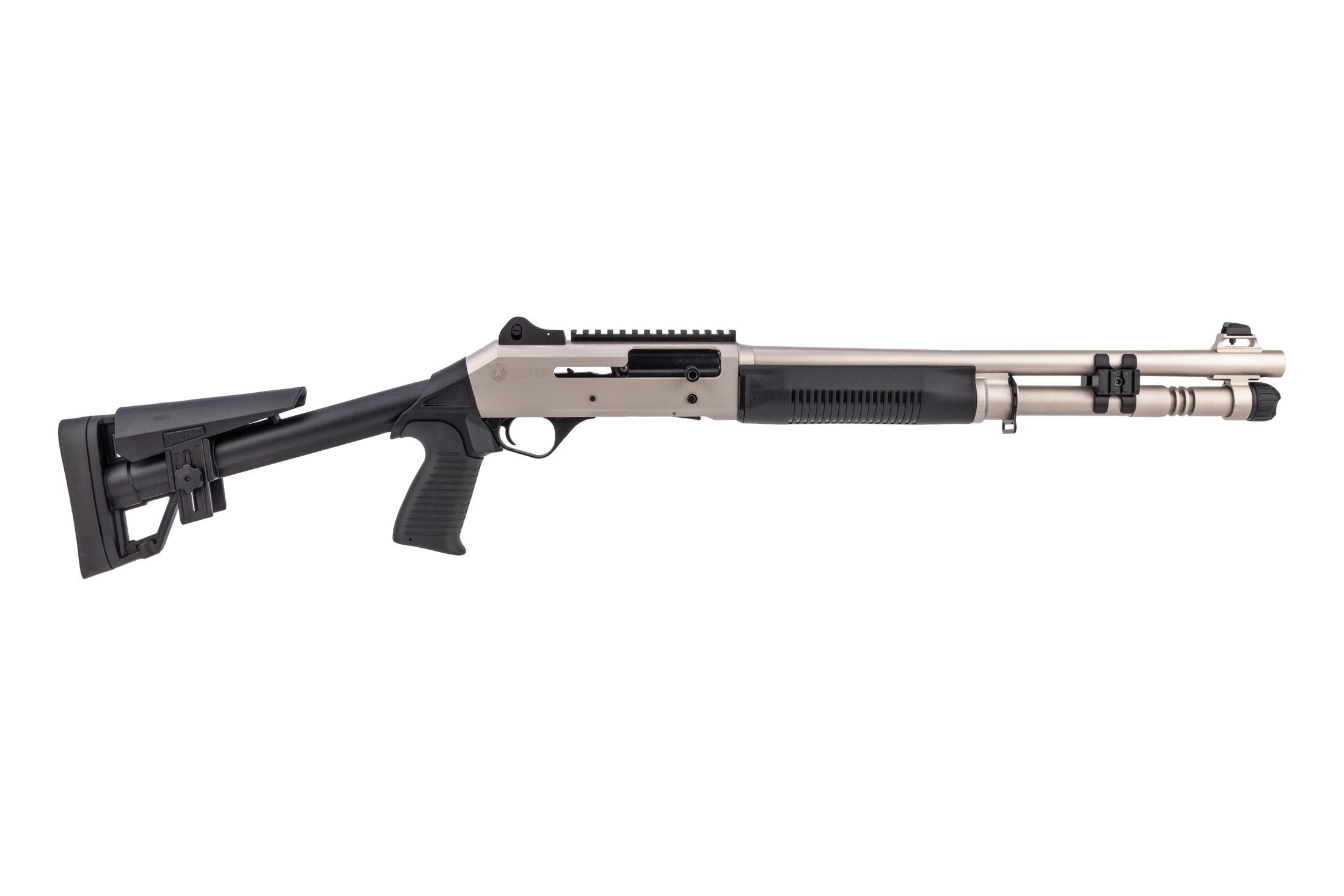 Panzer Arms M4 Marine Tactical Semi-Automatic 12 Gauge Shotgun - 18.5" - Nickel