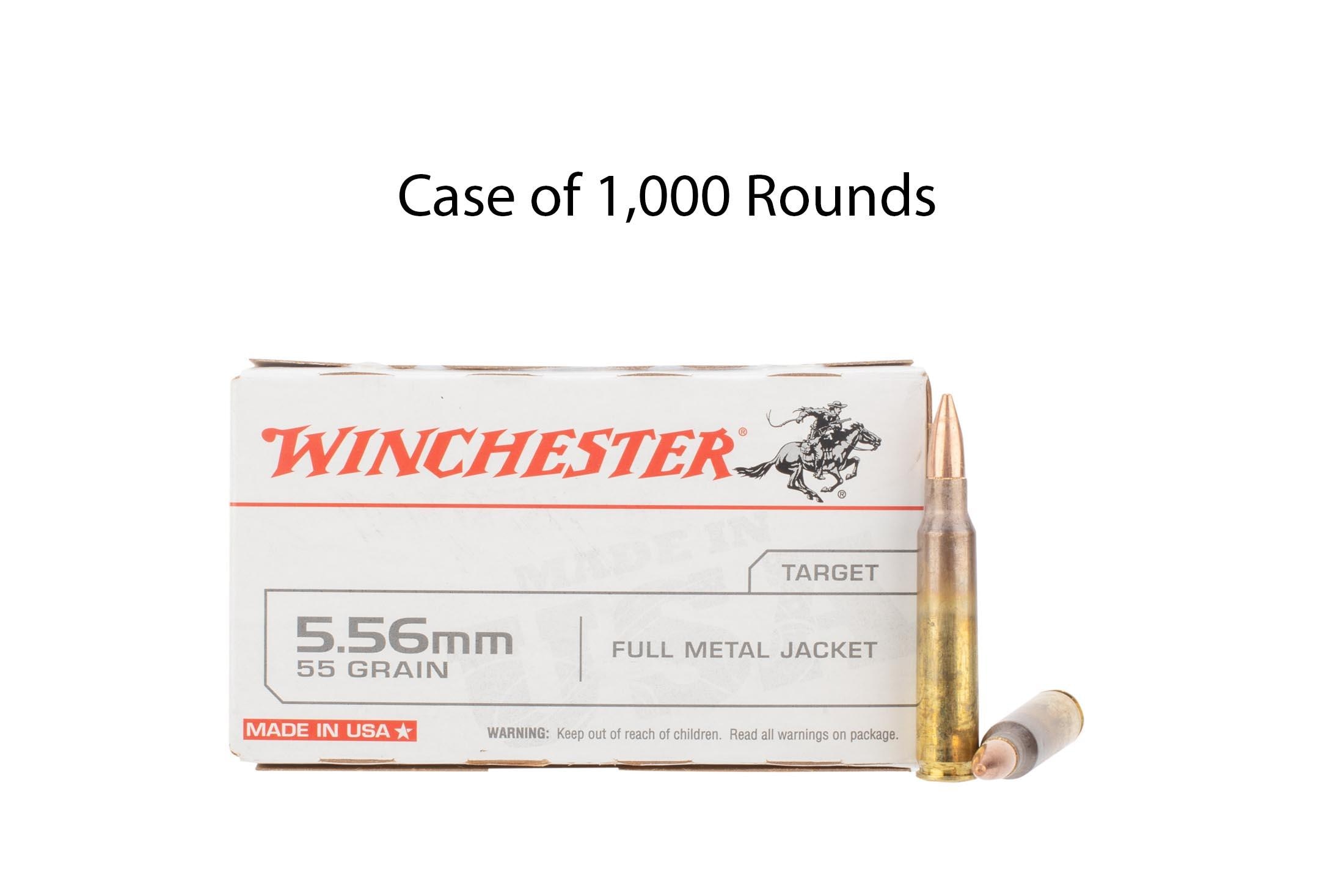 Winchester USA M193 5.56 NATO 55gr FMJ Ammo - Case of 1000