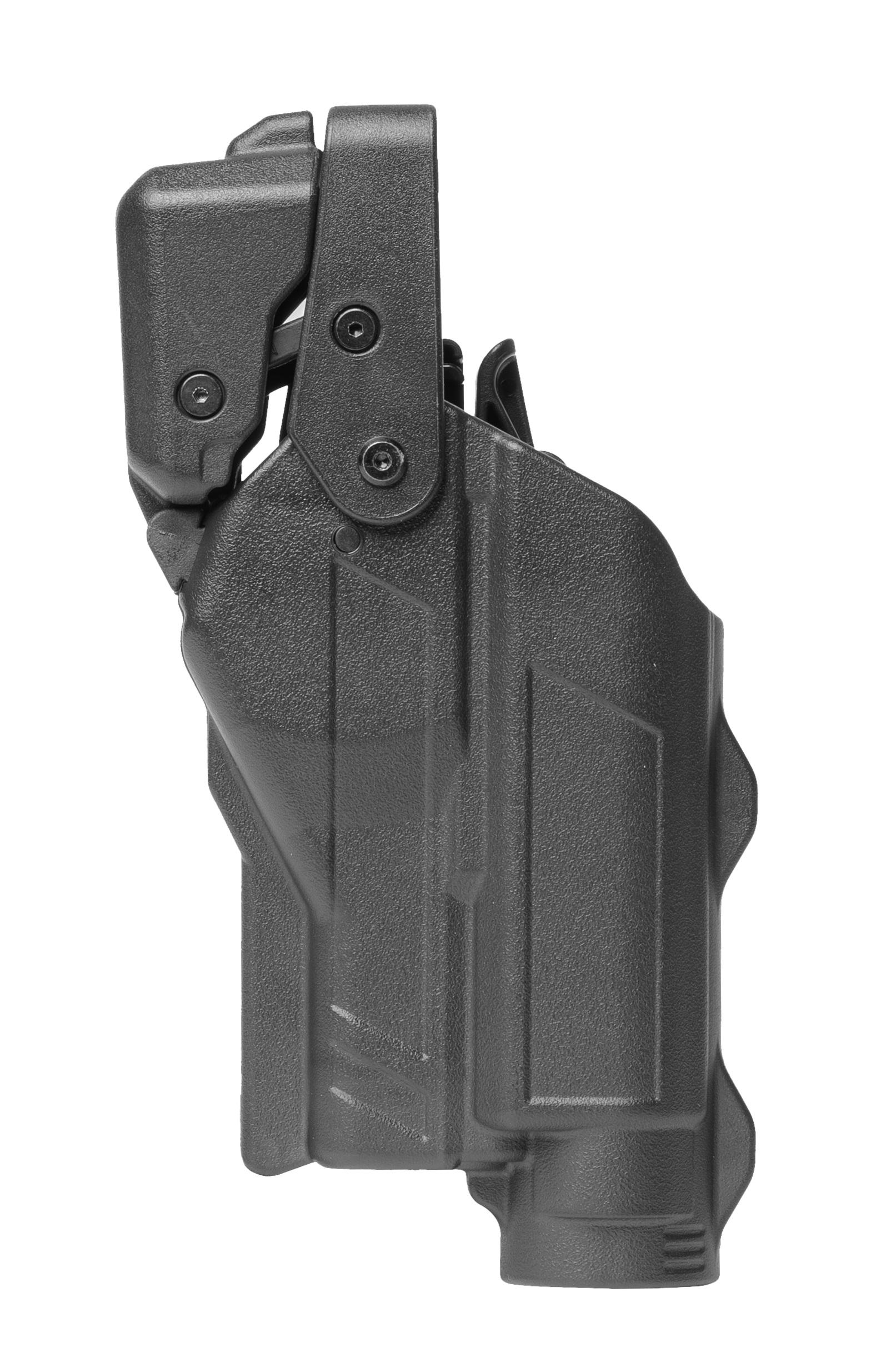 Tedder Industries Rapid Force By Alien Gear Level 3 Duty Holster - Mid Ride Belt Slide - Glock 19/19X/19 MOS/23 (Gen 1-4)/44/45/45 MOS, Glock 17/17 MOS/22 (Gen 1-4)/47/47 MOS - Matte Black - Left Hand - Compact Light - No Axon