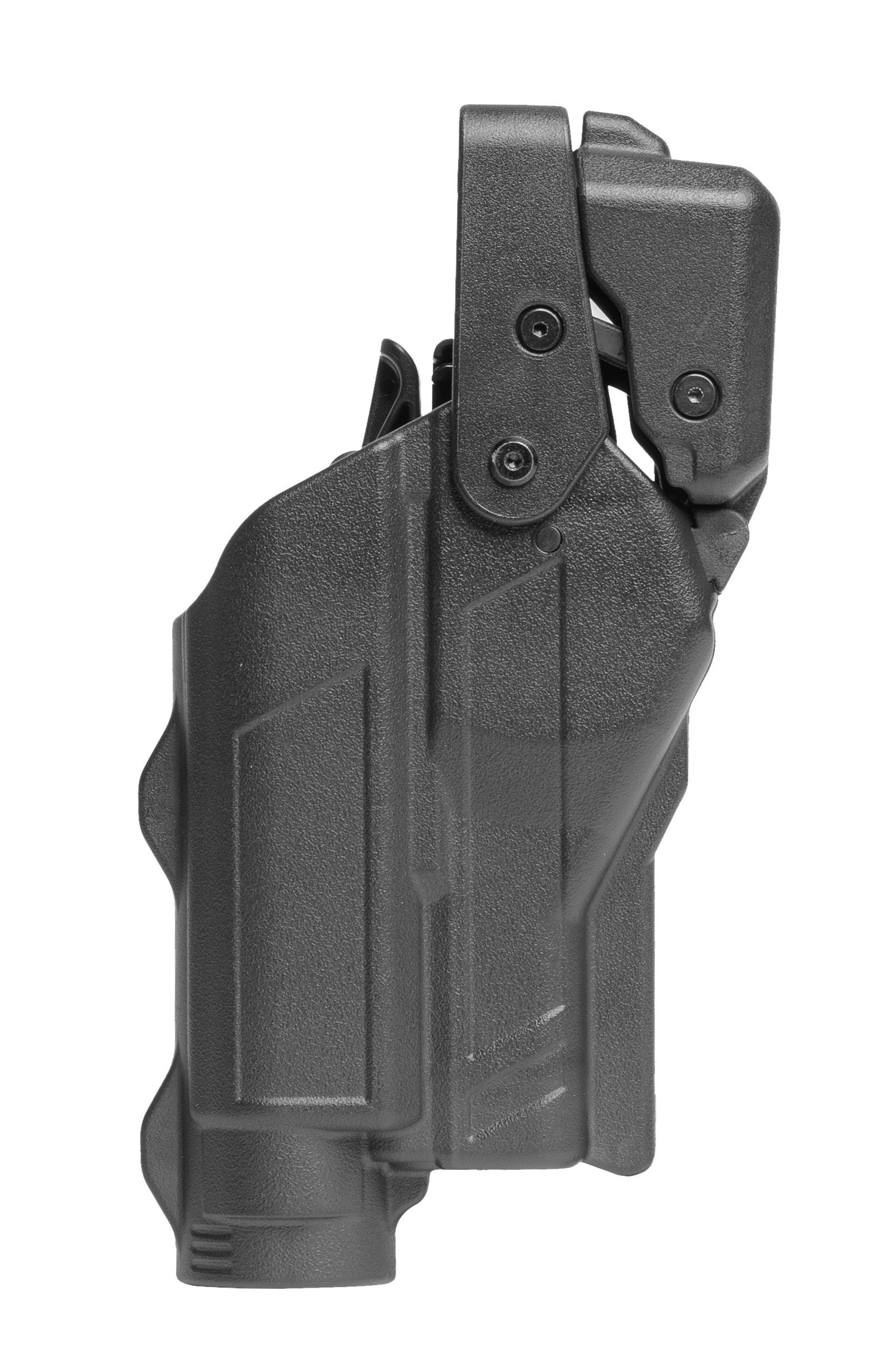 Tedder Industries Rapid Force By Alien Gear Level 3 Duty Holster - Mid Ride Belt Slide - Glock 19/19X/19 MOS/23 (Gen 1-4)/44/45/45 MOS, Glock 17/17 MOS/22 (Gen 1-4)/47/47 MOS - Matte Black - Right Hand - Large Light - With Axon