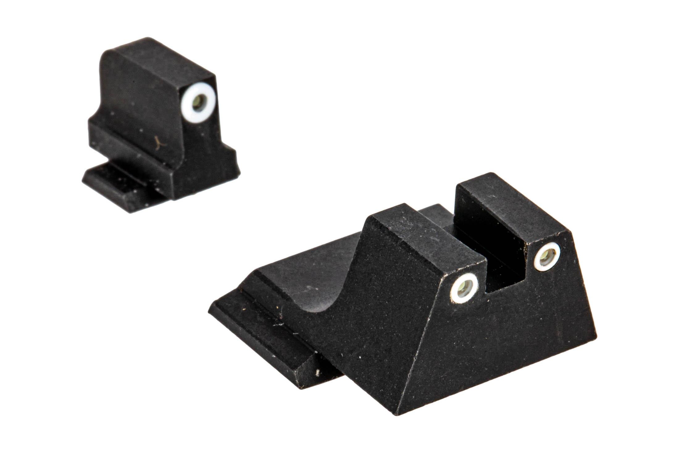 Night Fision Night Fision Perfect Dot Suppressor Height Night Sight Set - M&P - Square Notch - White - Tritium