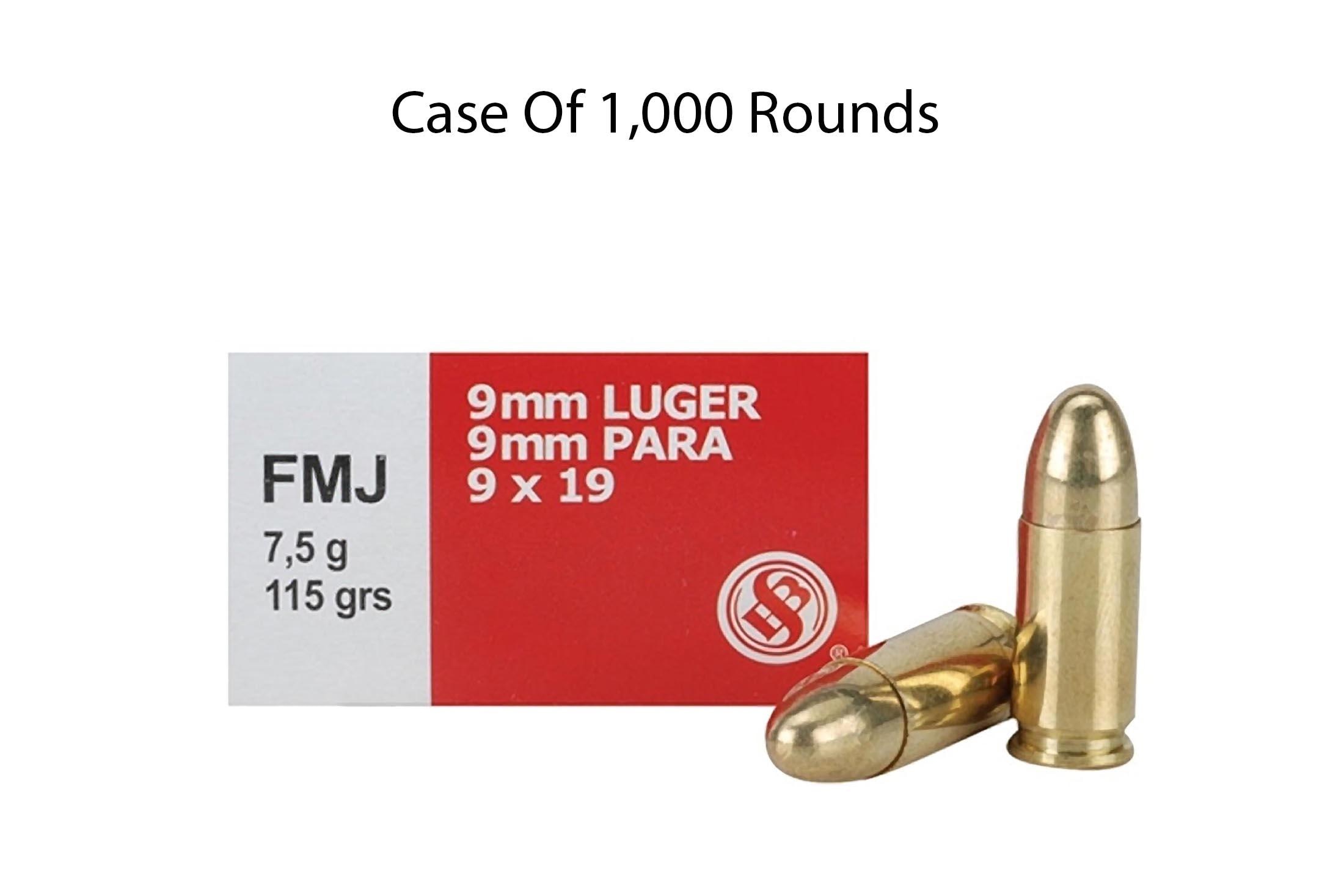 Sellier & Bellot 9mm Luger 115gr FMJ Ammo - Case of 1000