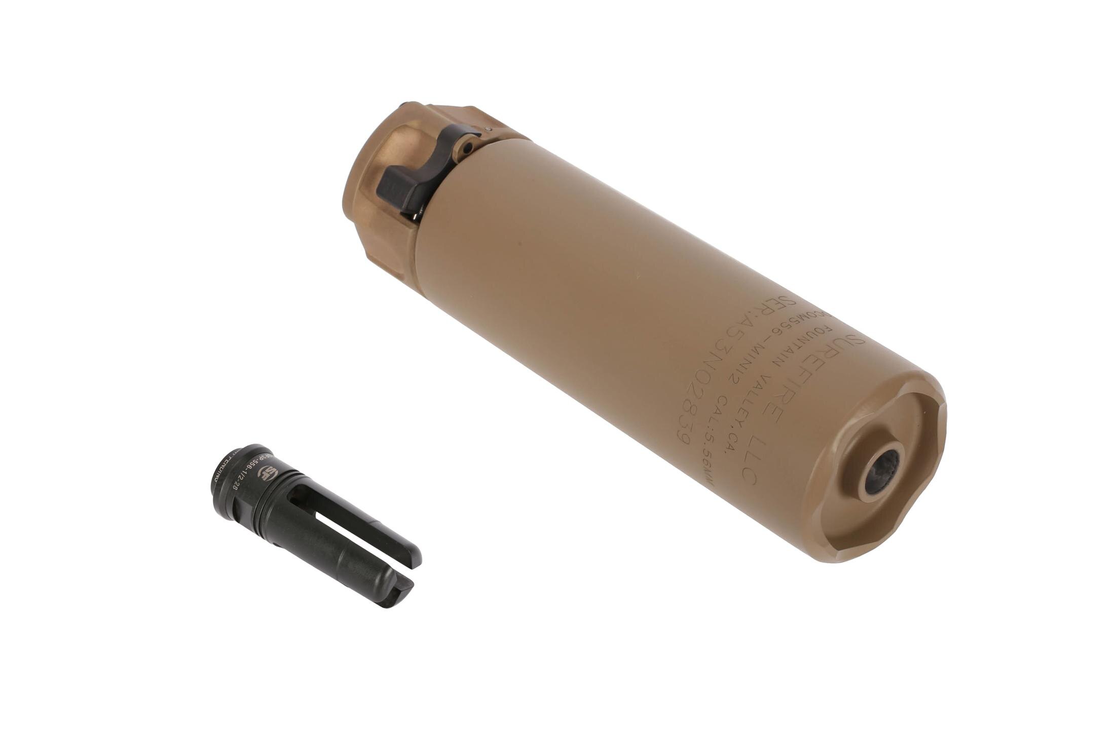 Surefire RC2 MINI 5.56 Suppressor with Surefire 3-Prong Flash Hider - Desert Earth