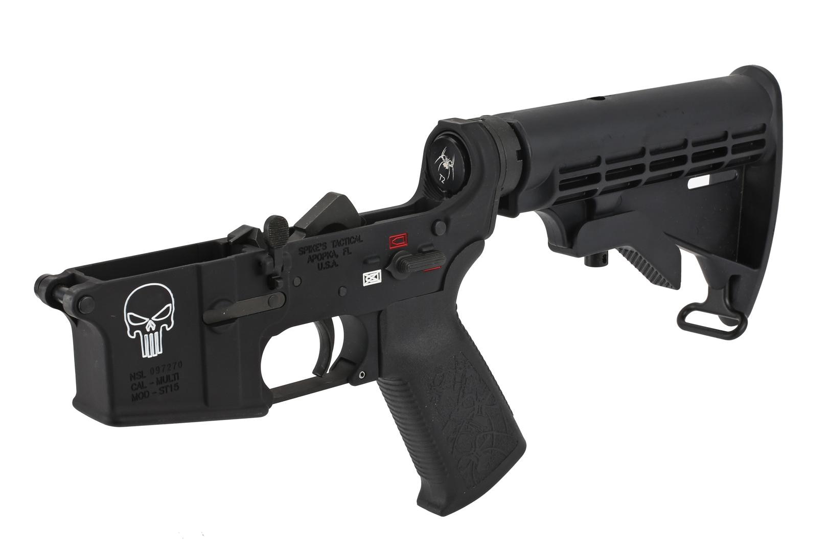Spikes Tactical Complete Punisher AR-15 Lower - M4 Stock - Color Fill.