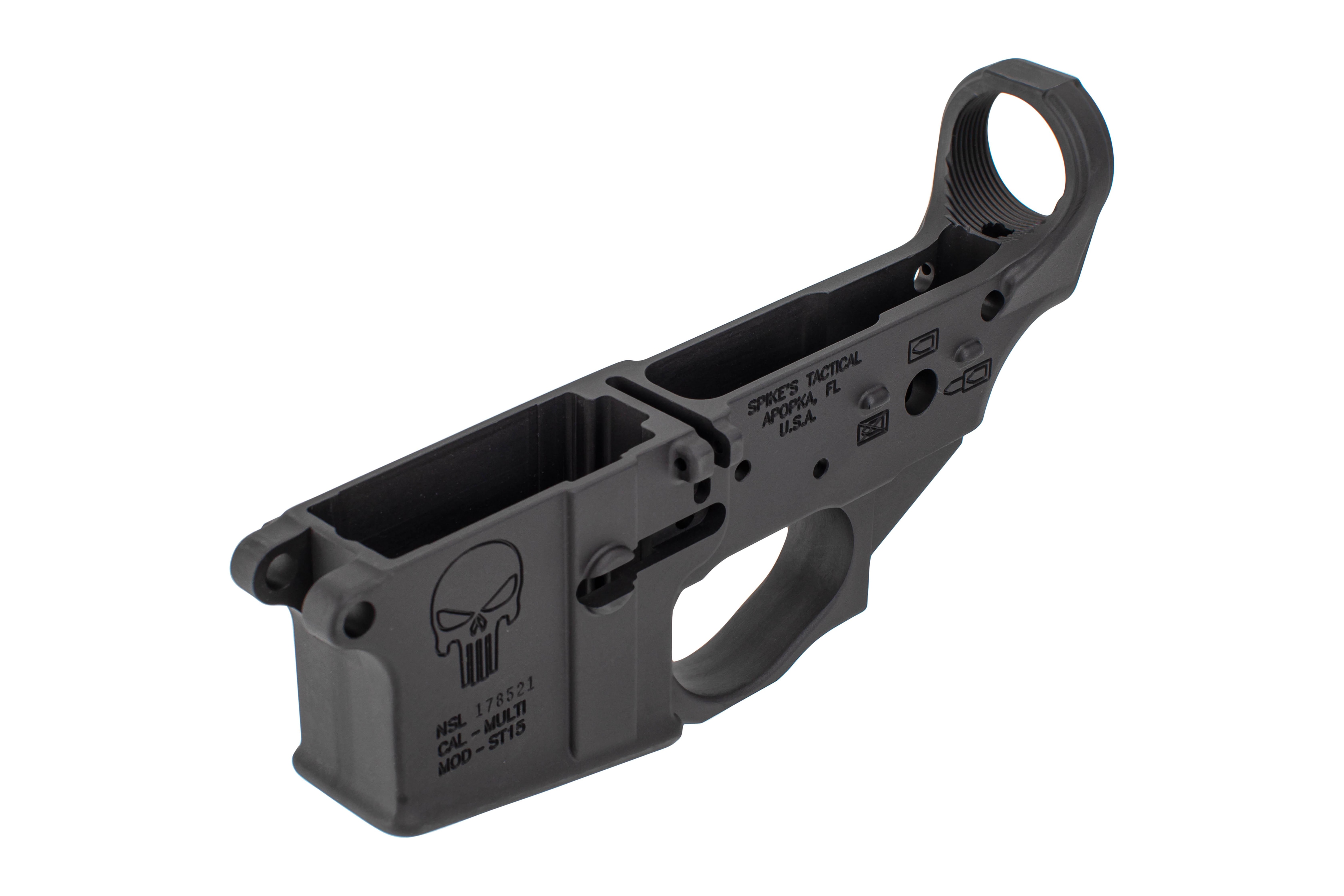 Spikes Tactical AR-15 Lower Receiver - Punisher Logo - Stripped Lower