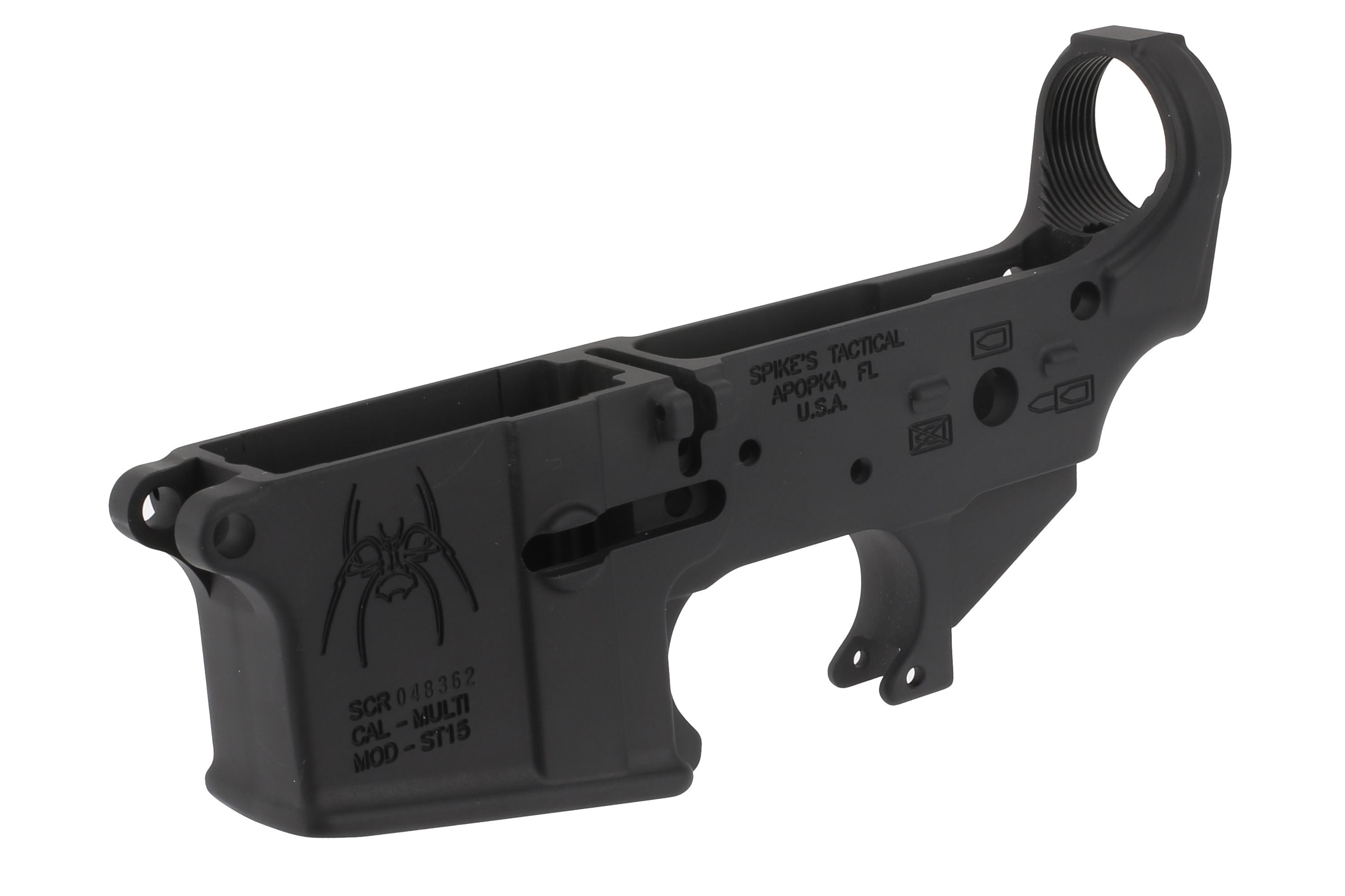 Spikes Tactical AR-15 Lower Receiver - Spider Logo - Pictogram - Stripped Lower
