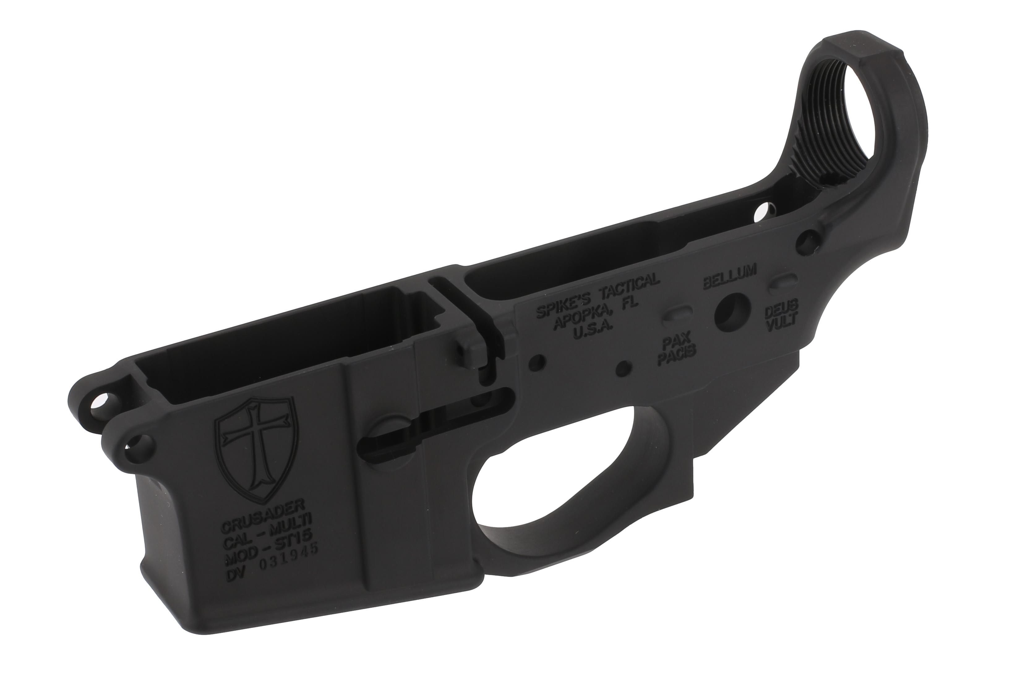 Spikes Tactical AR-15 Lower Receiver - Crusader Logo - Stripped Lower