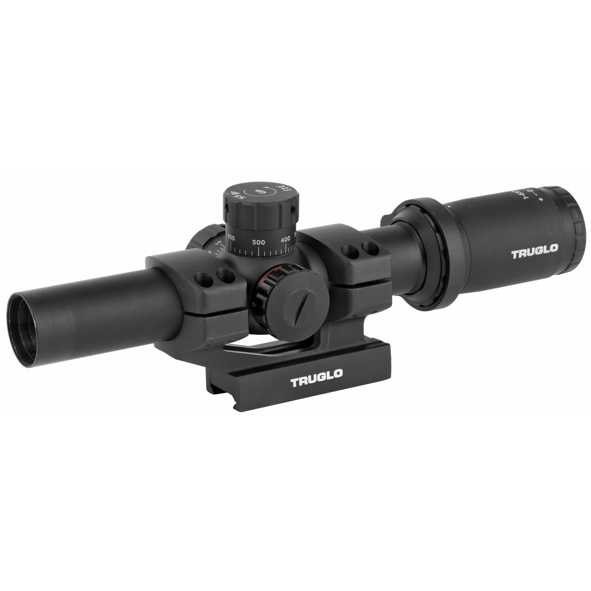 TRUGLO Tru-Brite Rifle Scope 1-6x 24mm Illuminated Power Ring Duplex Mil Dot Reticle Matte Black