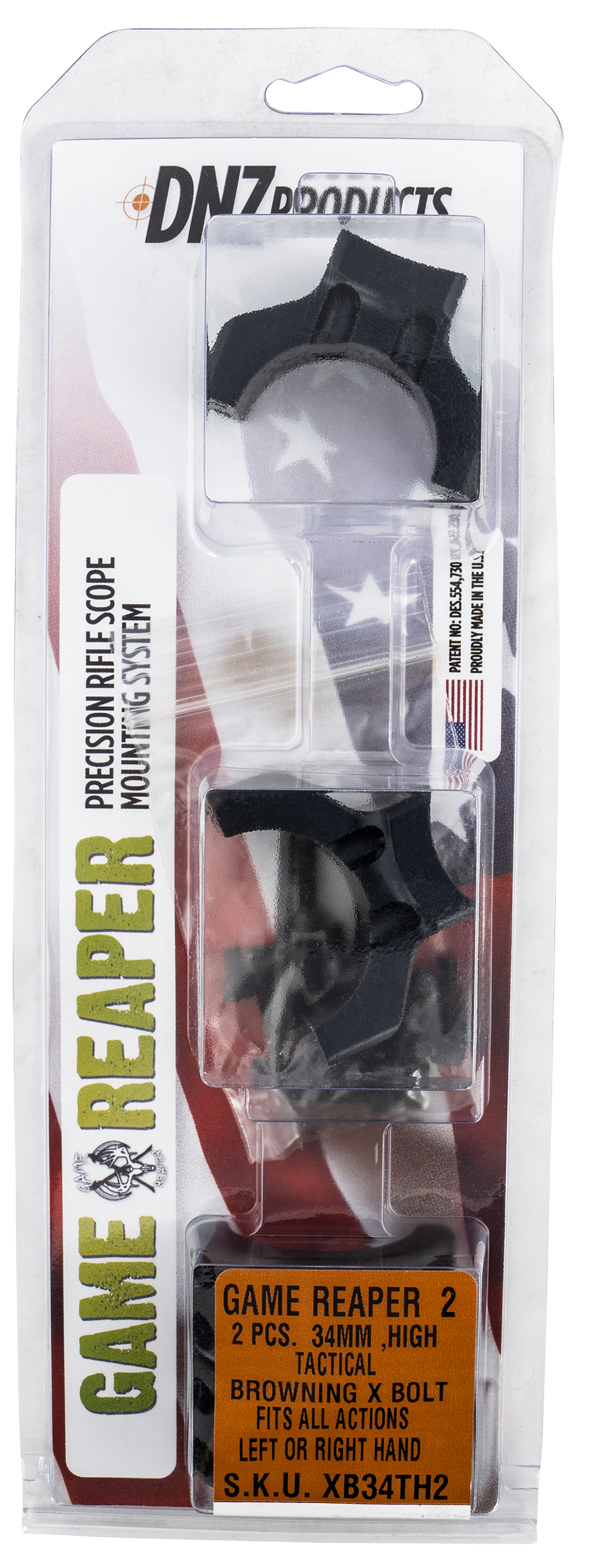 DNZ Game Reaper-2 High Scope Mount and Ring Combo 34" Tube 1.19" To Receiver - XB34TH2